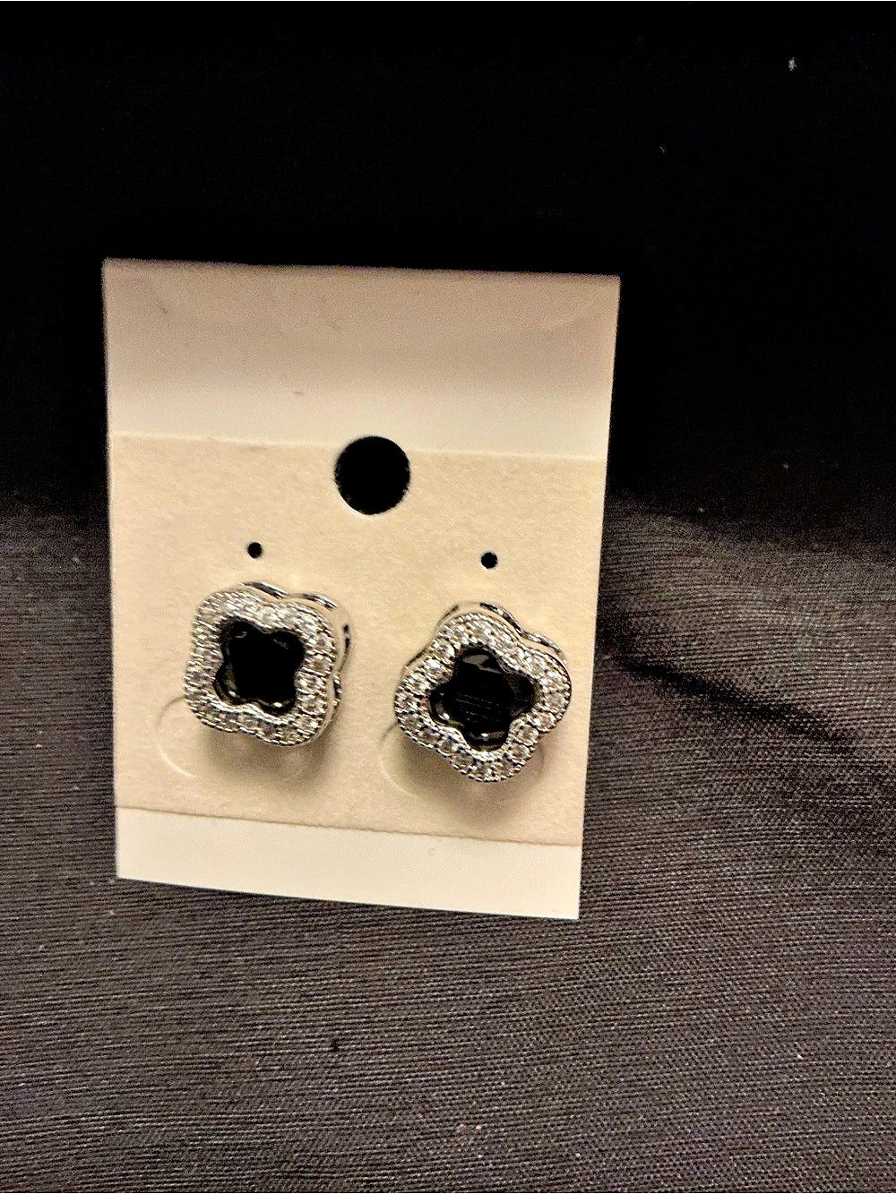 Black & Silver Stud Earrings New